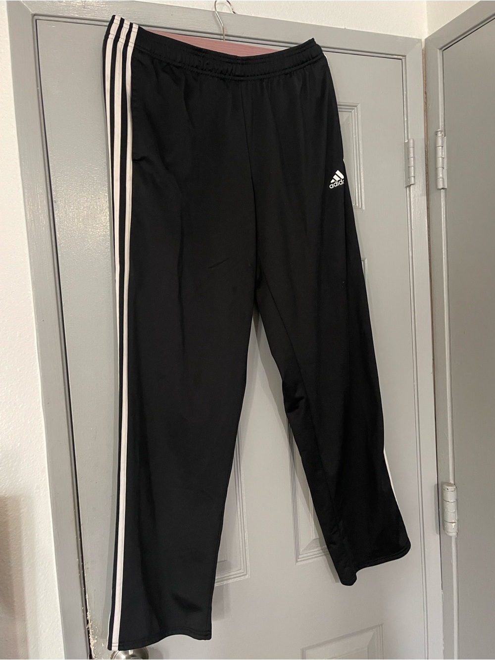 adidas Black Track Pants with White Side Stripes and Logo